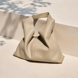 Nalandu Soft Slouch Genuine Leather Oversized Tote Bag - Taupe