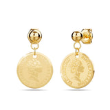 Bullion Gold Coin Drop Gold Layered Earrings