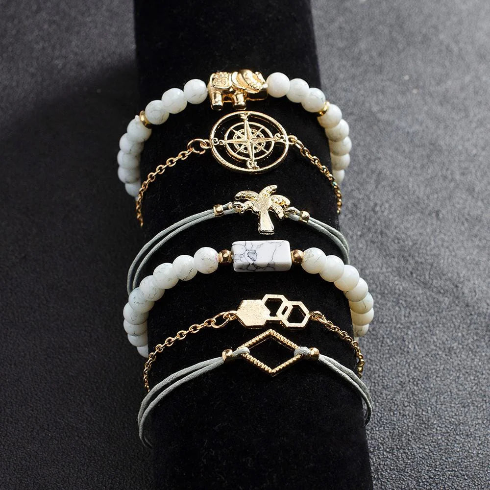 Bohemian 6-Piece Charm Bead Bracelet Set