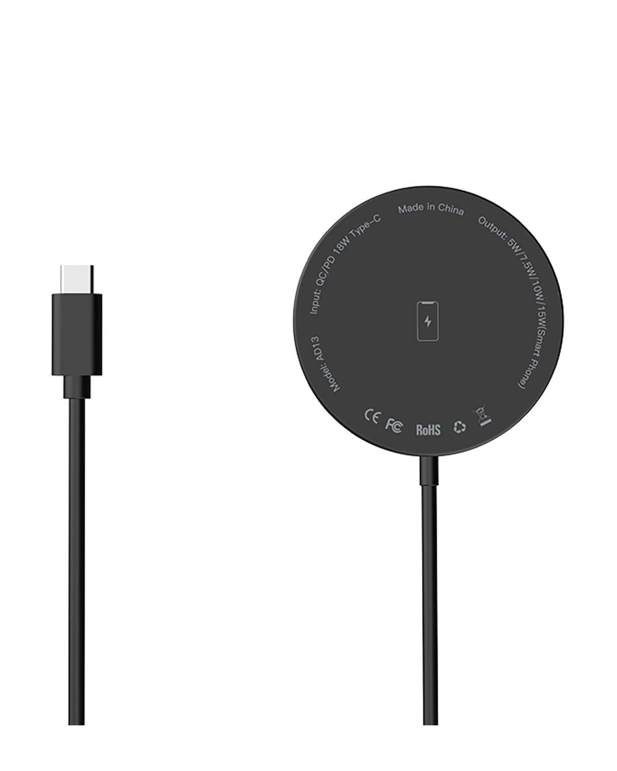TODO 15W Fast Charging Wireless Phone Charger Pad Charge - Black