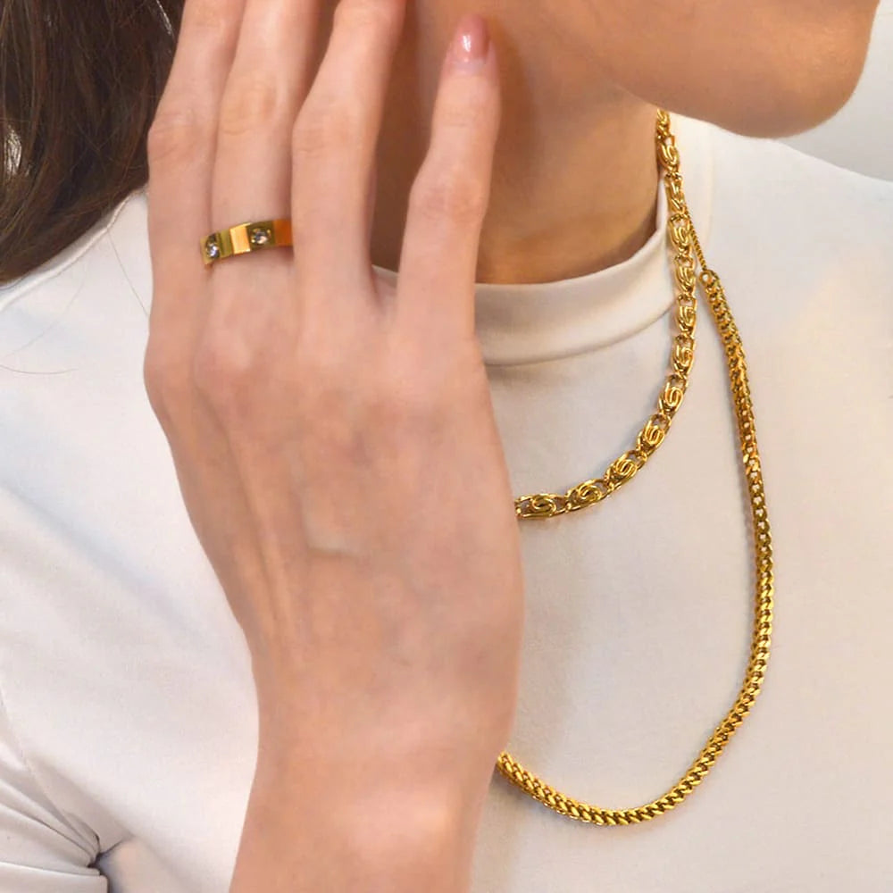 Bullion Gold Bianca Fancy Clip Link Chain Gold Choker Necklace
