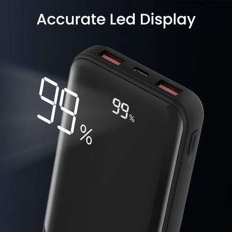 iQuick Power Square Power Bank 20000mAh 22.5W LED Display USB Type-C Type-A - Black