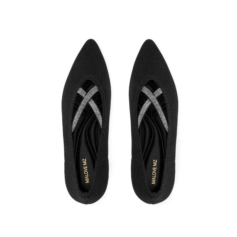 Countess Cross-Strap Kitten Heels - Black
