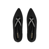 Countess Cross-Strap Kitten Heels - Black