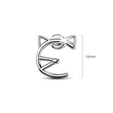 Bullion Gold Feline Cute Cat White Gold Layered Earrings