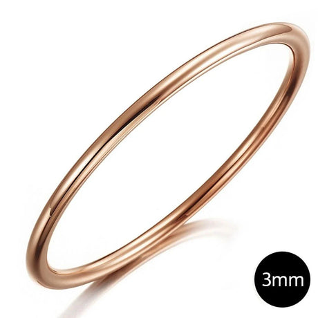 Bullion Gold Solid Golf Bangle 3mm Rose Gold Layered