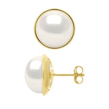 Manufacture Royale Earrings Prestige Button Freshwater Pearl White Yellow Gold 10-11mm