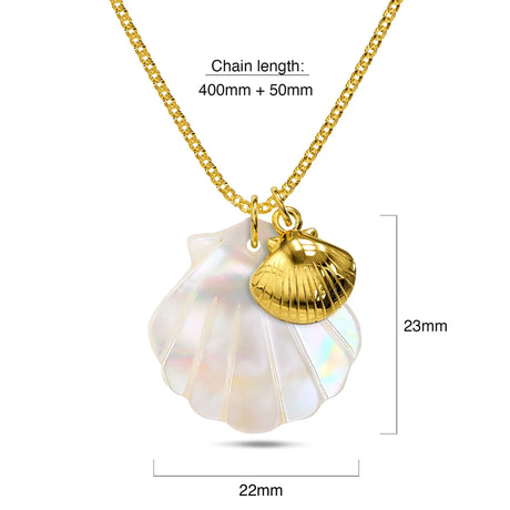 Bullion Gold Dual Pearl & Gold Shell Necklace