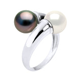 Ring You & Me Prestige of Silver 925 Rhodium Plated Adorned with "Real Cultured Tahiti Pearls" and Freshwater" - Natural White" - Longueur 42 cm