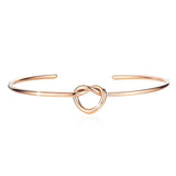 Bullion Gold Single Knotted Tie Promise Open Cuff Bangle in Rose Gold Layered Steel Jewellery