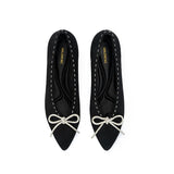 Rhinestone Bow Kitten Heels - Black