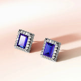 Krystal Couture Square Tanzanite Stud Earrings Embellished with Crystals from SWAROVSKI