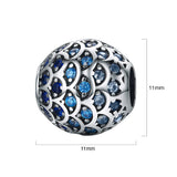 Solid 925 Sterling Silver Blue Mermaid Scale Pandora Inspired Charm