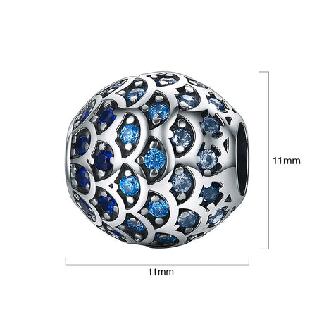 Solid 925 Sterling Silver Blue Mermaid Scale Pandora Inspired Charm