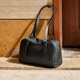 Nalandu Vintage Leather Bowling Bag - Black