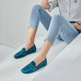 Comfortable Slip On Square Toe Loafers - Peacock