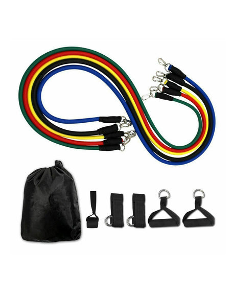 11 pc Resistance Band Set Muscle Training Belt Exercise Fitness Training Elastic
