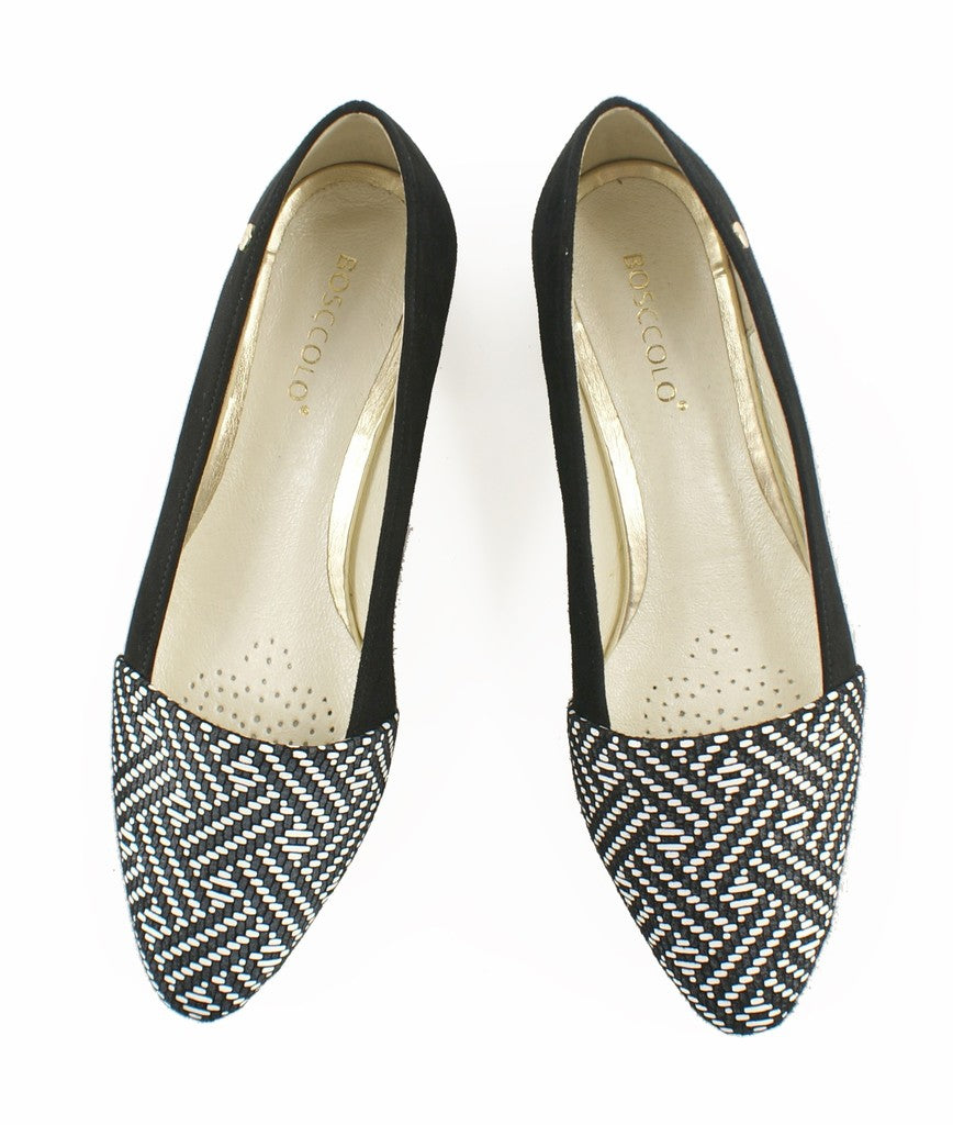 Bosccolo Womens Ballerina - Black Suede