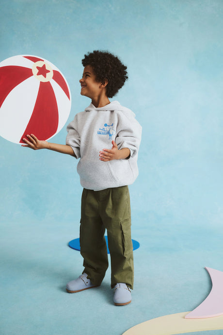 Cotton On Kids Boys Sammy Oversize Hoodie - Grey Marle/Strong Man
