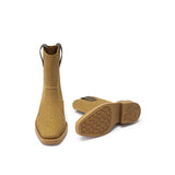 Knit Block Heel Ankle Boots - Tan