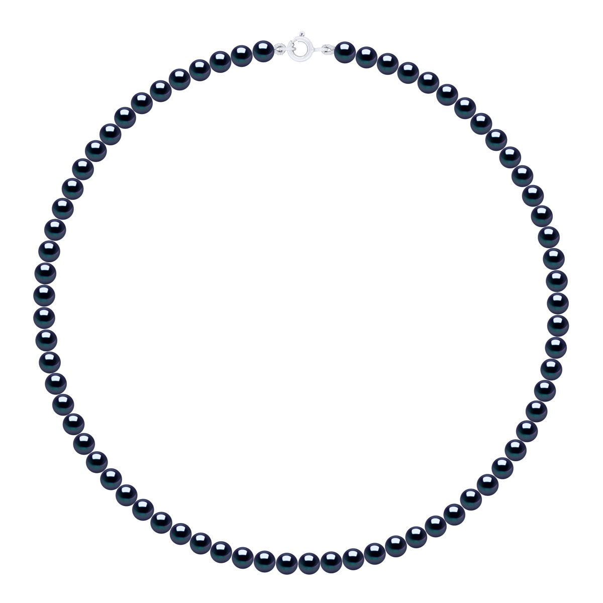 Necklace of Real Cultured Freshwater Pearls Round 5-6 mm - Black Tahiti - Longueur 42 cm