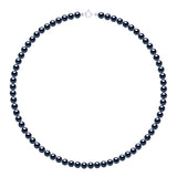 Necklace of Real Cultured Freshwater Pearls Round 5-6 mm - Black Tahiti - Longueur 42 cm