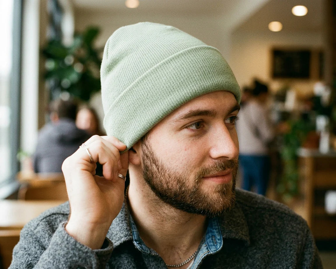 Cherry Red Classic Beanie - Green