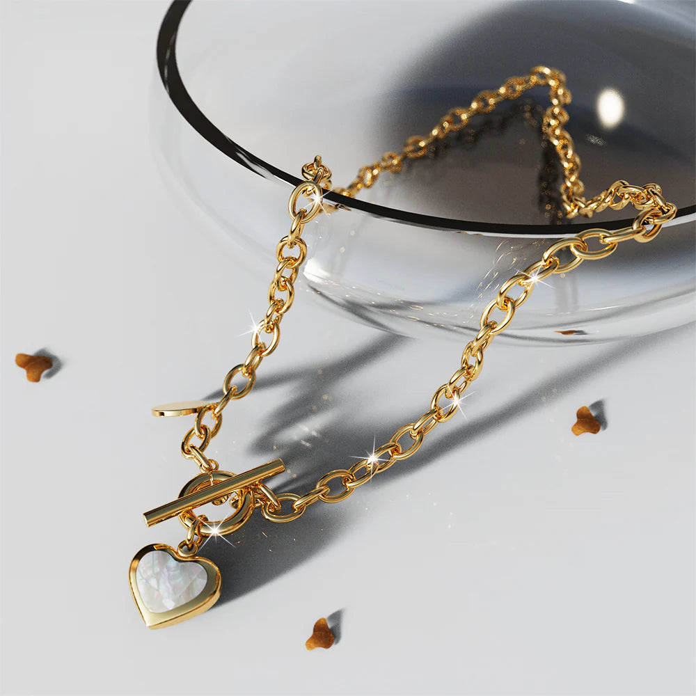 Bullion Gold Gloria Chunky Heart Toggle Closure Necklace in Gold