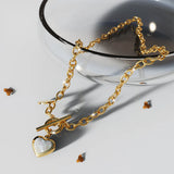 Bullion Gold Gloria Chunky Heart Toggle Closure Necklace in Gold