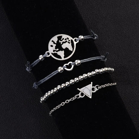 Bohemian 4-Piece Charm Bead Bracelet Set