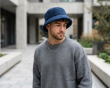 Cherry Red Sherpa Fleece Bucket Hat - Navy