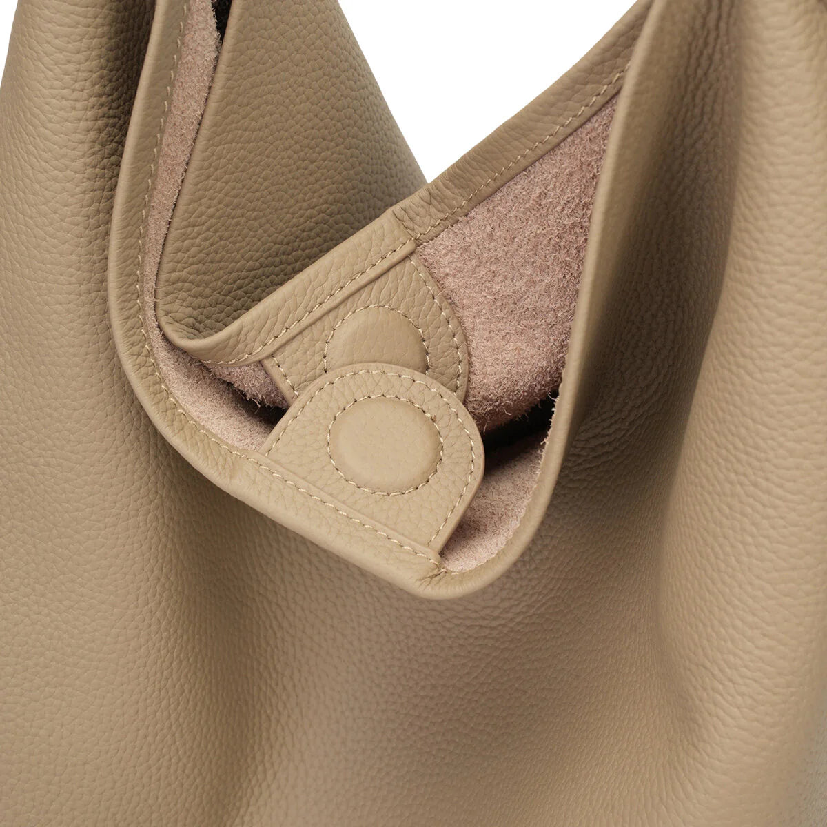 BAMEI Genuine Cowhide Slouchy Tote Bag 2-in-1 Set - Taupe