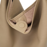 BAMEI Genuine Cowhide Slouchy Tote Bag 2-in-1 Set - Taupe