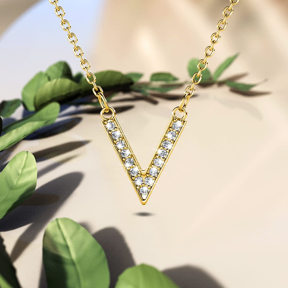 Boxed Luxury V Shaped Gold Set Embellished with SWAROVSKI® Crystals