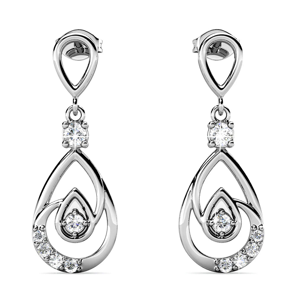 Krystal Couture Periwinkle Teardrop Earrings Embellished with Crystals from SWAROVSKI in White Gold
