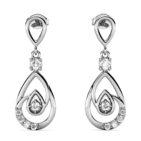 Krystal Couture Periwinkle Teardrop Earrings Embellished with Crystals from SWAROVSKI in White Gold
