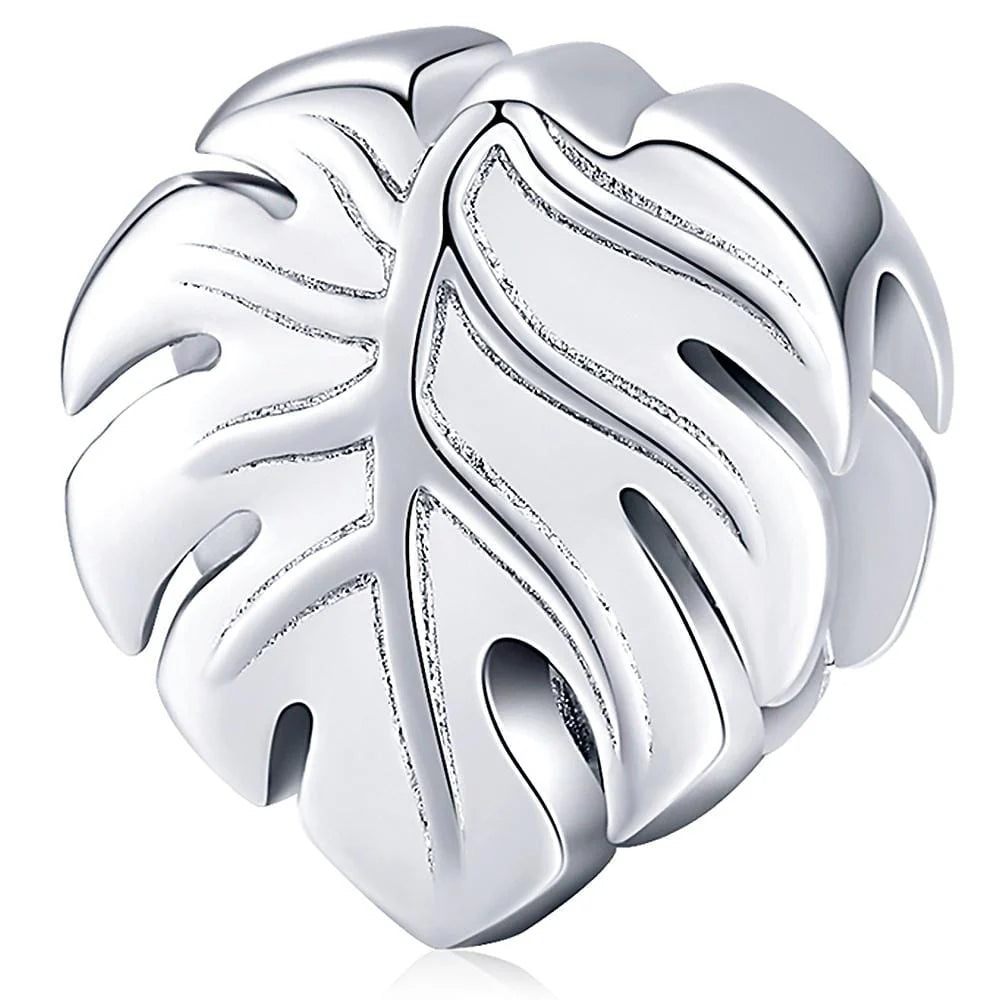 Solid 925 Sterling Silver Palm Leaf Pandora Inspired Charm