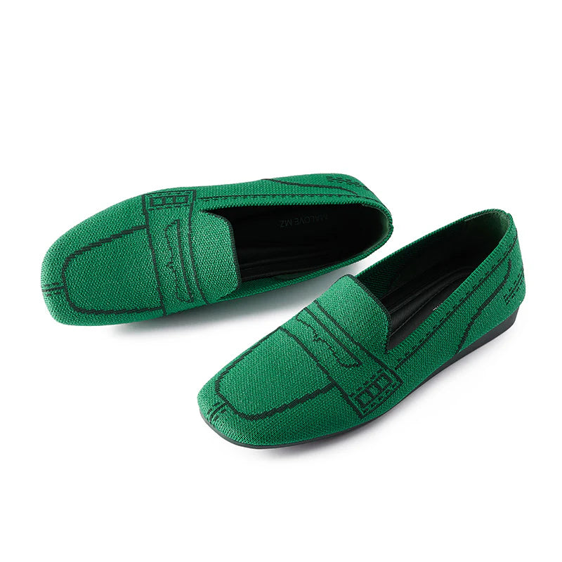 Comfortable Slip On Square Toe Loafers - Green