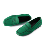 Comfortable Slip On Square Toe Loafers - Green