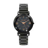 Bullion Gold Bullion Gold Romish Watch Embellished with Glittering Crystals - Black and Rose Gold