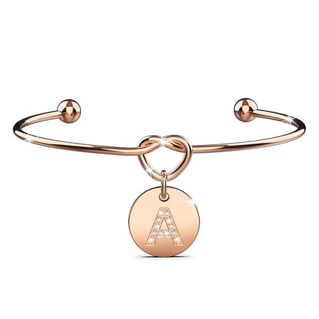 Bullion Gold Fancy Alphabet Letter Initial Bangle in Rose Gold