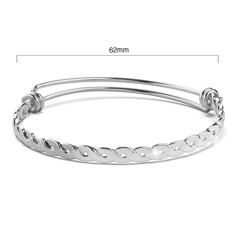Bullion Gold Alyana Braided Adjustable Bangle White Gold