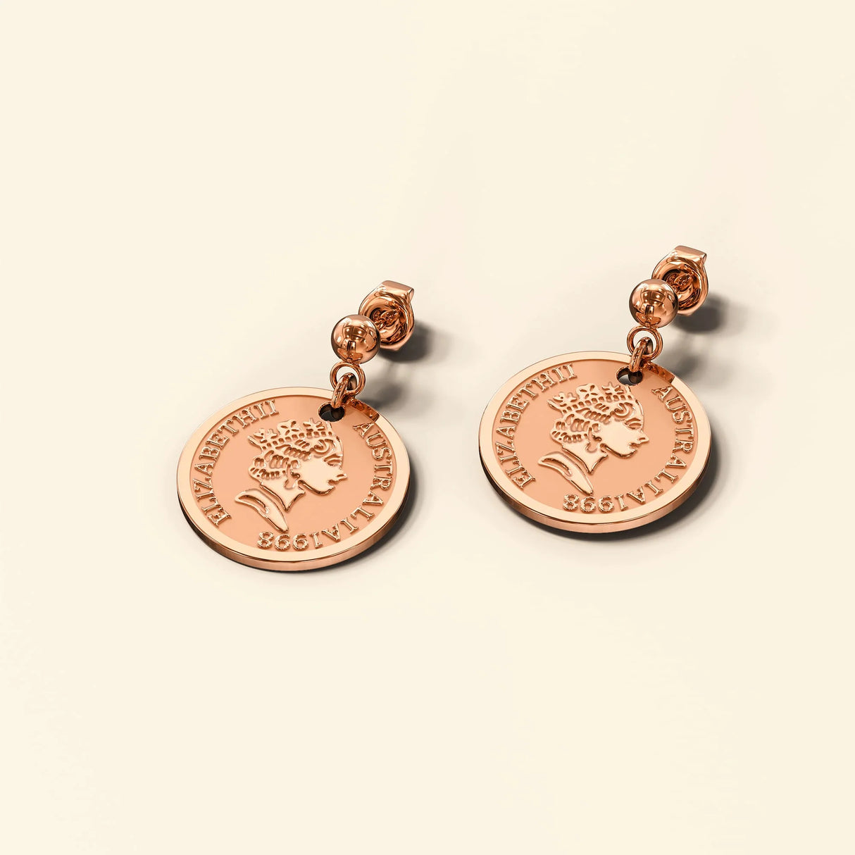 Bullion Gold Queen Elizabeth Coins Drop Earrings