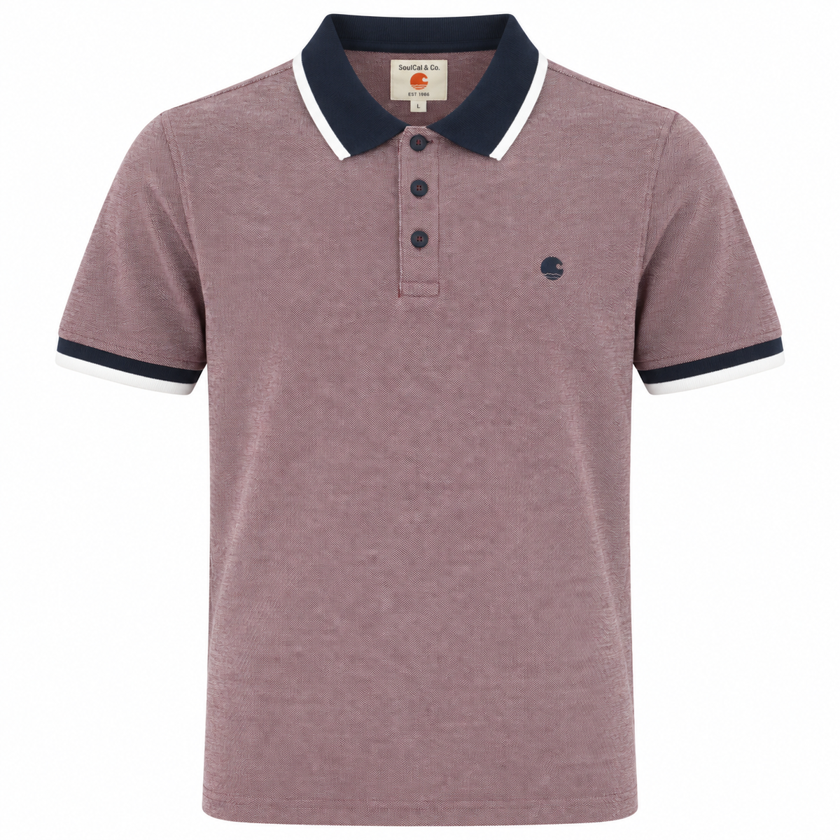 SoulCal Men's Pique Polo Shirt - Burgundy/White