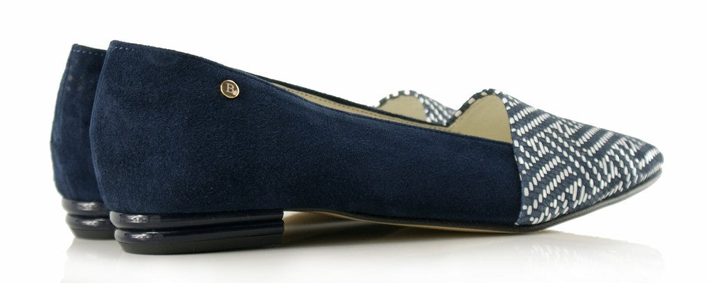 Bosccolo Womens Ballerina - Navy Blue Suede