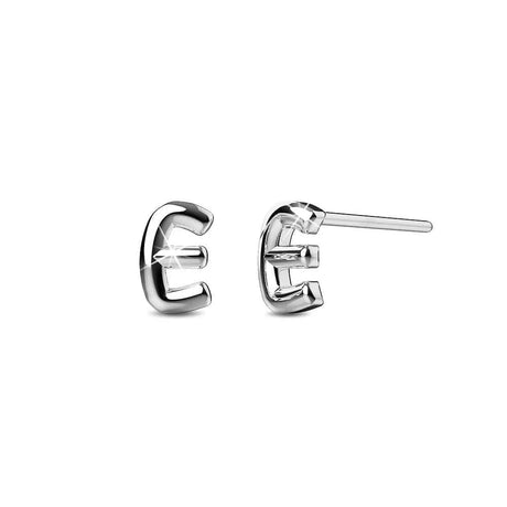 Solid 925 Sterling Silver Initial Alphabet Personalised Stud Earrings