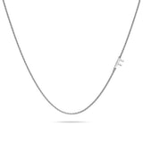 Bullion Gold Bold Alphabet Letter Initial Charm Necklace in White Gold Tone