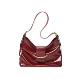 Nalandu Luxe Glossy Hobo Shoulder Bag - Wine