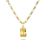 Bullion Gold Abstract Face Necklace in Gold