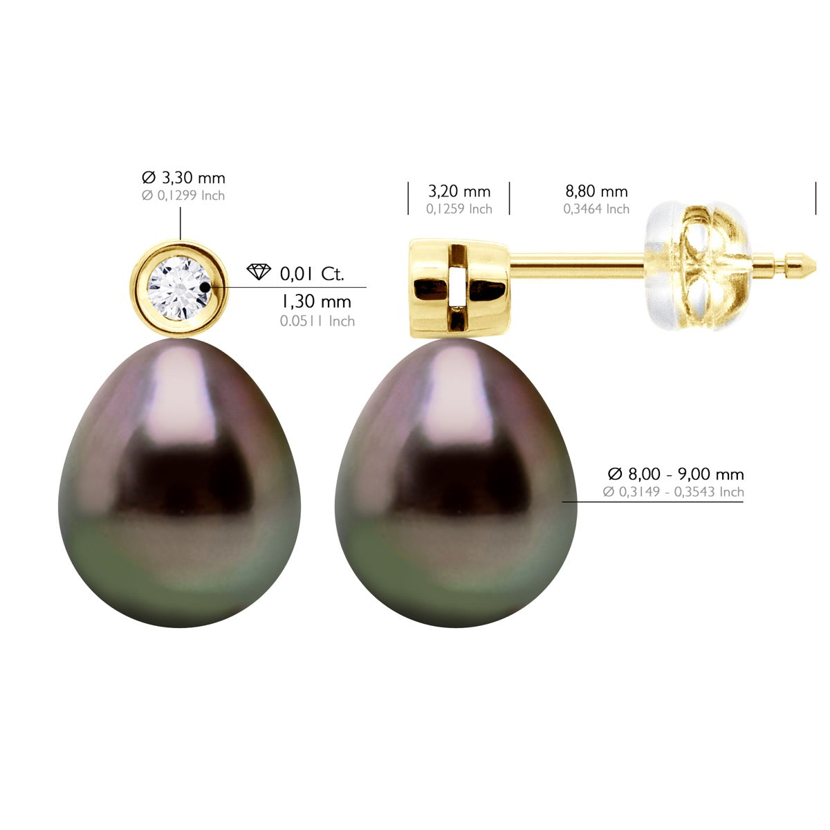 Earrings Prestige -Diamonds 0,02 Cts ( 2 X 0,01 Cts - Longueur 18 cm